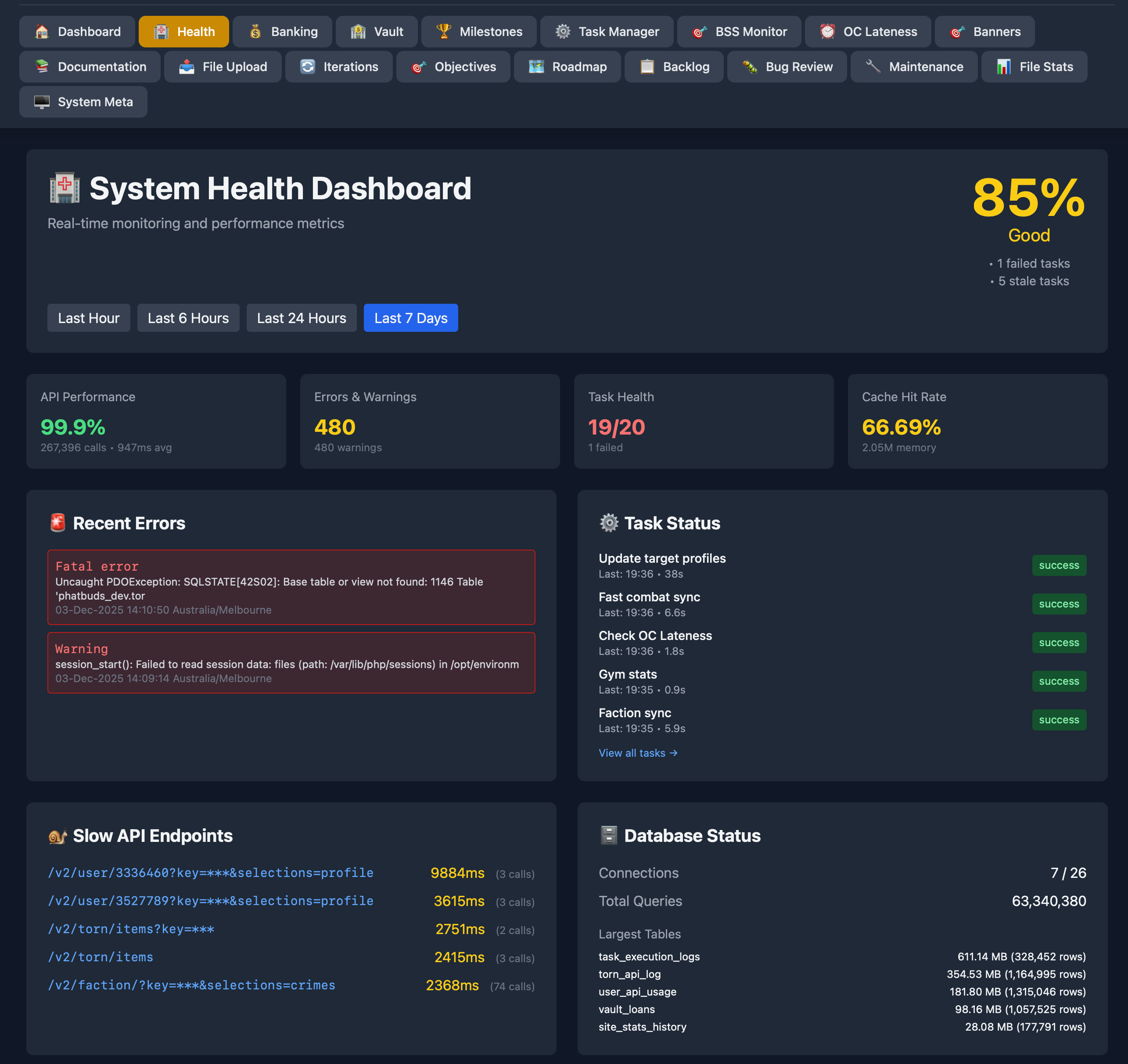 Automation Portal Dashboard - System health monitoring, job execution status, and queue management